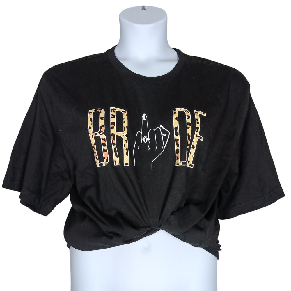 Bride Animal Print Text on Black Background Tee Size 3XL Short Sleeve